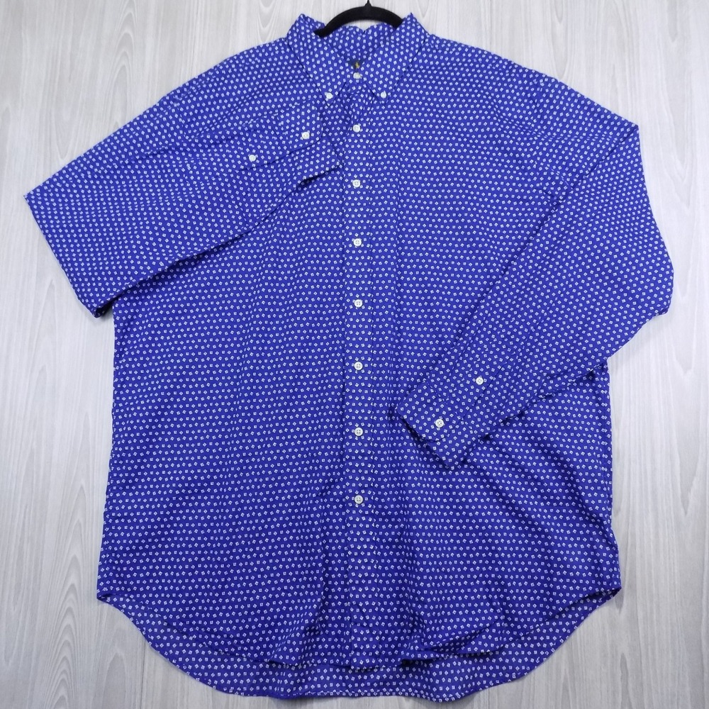 Ralph Lauren Button-down Shirt Mens 2XLT Blue Geometric Preppy Casual EUC